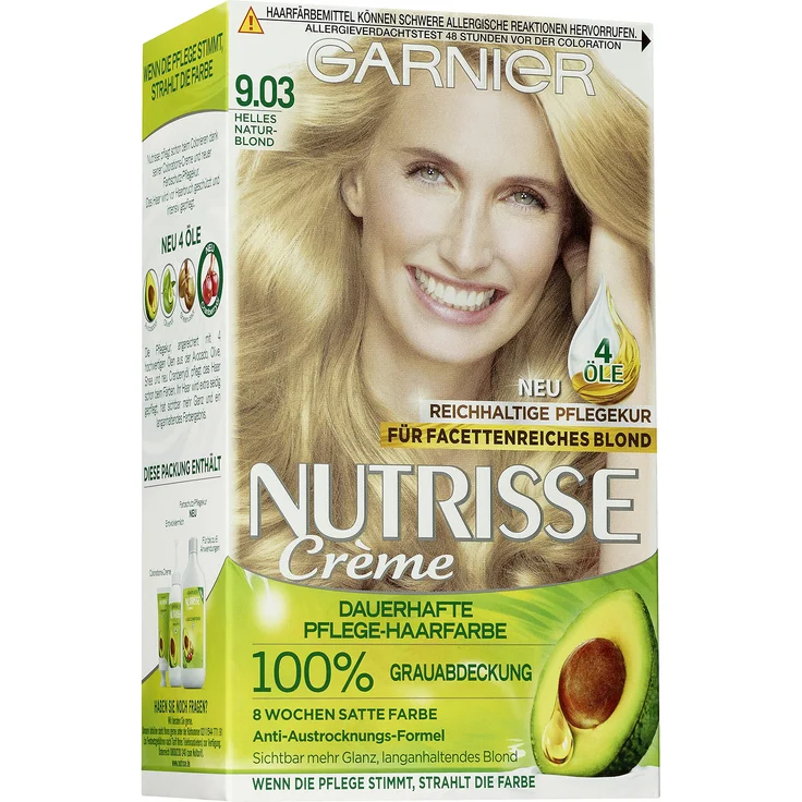 Garnier Nutrisse Strahlendes Blond Intensiv Creme-Coloration 9.03 Helles Naturblond – Bild 1
