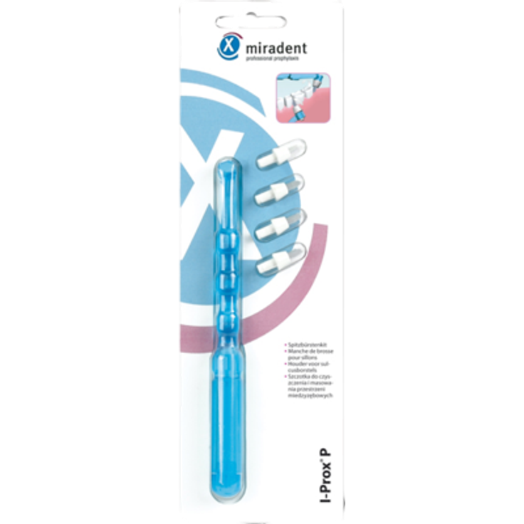 Miradent Spitzbürsten-Kit I-Prox P transparent blau, effiziente Reinigung von Zahnersatz, Zahnfleischsaum und -taschen