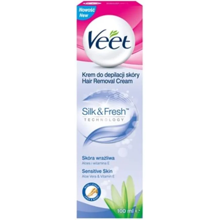 Veet Silk & Fresh Hair Removal Cream Enthaarungscreme auch für empfindliche Haut geeignet 100 ml – Bild 1