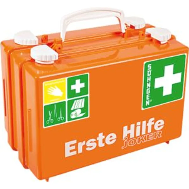 Söhngen Quick CD Joker Erste Hilfe Koffer (mit Inhalt, Koffer aus ABS Kunststoff, mit Wandhalterung, plombierbar, orange) 3001240