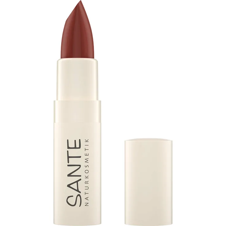 Sante Naturkosmetik Moisture Lipstick 06 Hazel Red, Lippenstift, Transparente Bis Intensive Farben, Mit Hyaluronsäure, Zart Pflegend & Sanft Schützend, 4,5 g