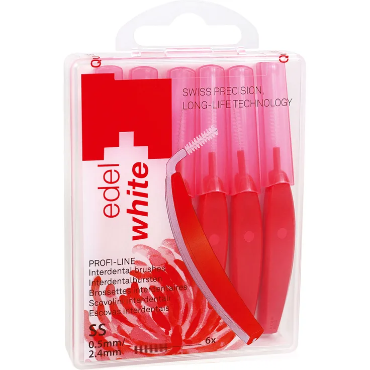 Edel&White Interdental Brush SS 0.5mm 6 Stück zur gründlichen Zahnzwischenraumreinigung Interdentalbürsten Biegbar