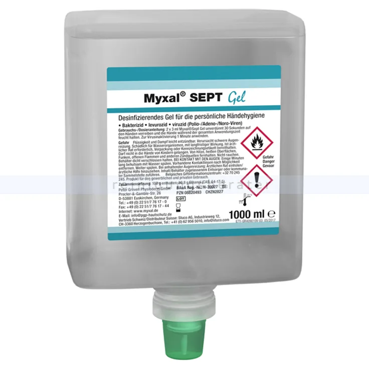 Physioderm Myxal Sept Gel 1 L Desinfektionsgel zur hygienischen Händedesinfektion