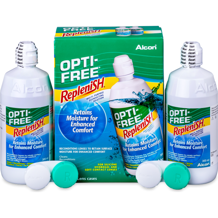 OPTI-FREE RepleniSH 2 x 300 ml All-in-One-Lösung zur Reinigung, Desinfektion & Aufbewahrung