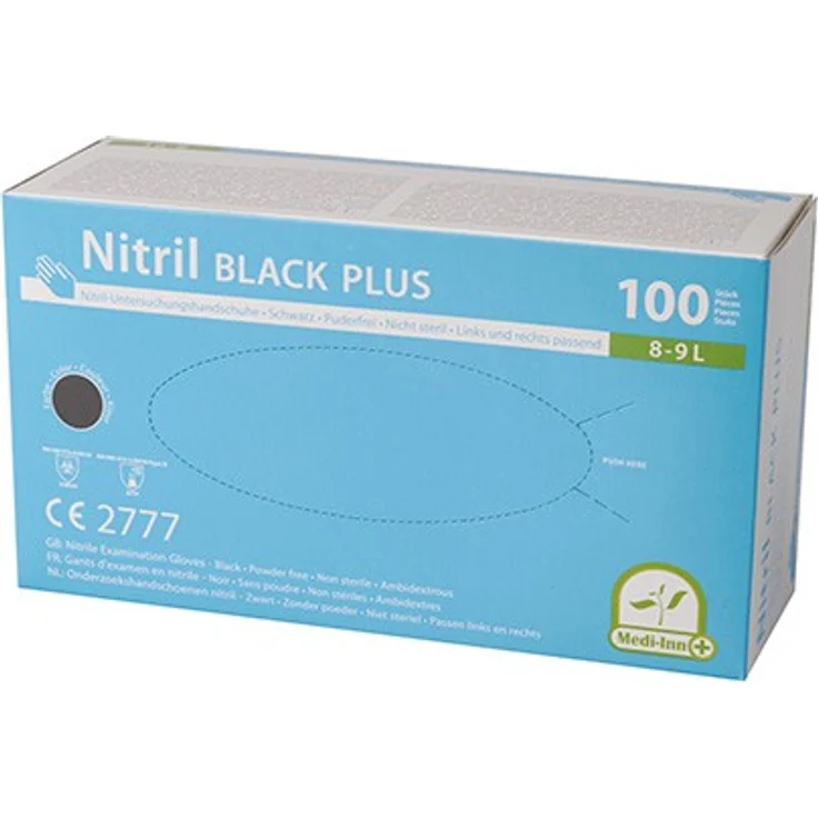 Medi-Inn PS 100 Handschuhe, Nitril puderfrei Black Plus schwarz Größe L