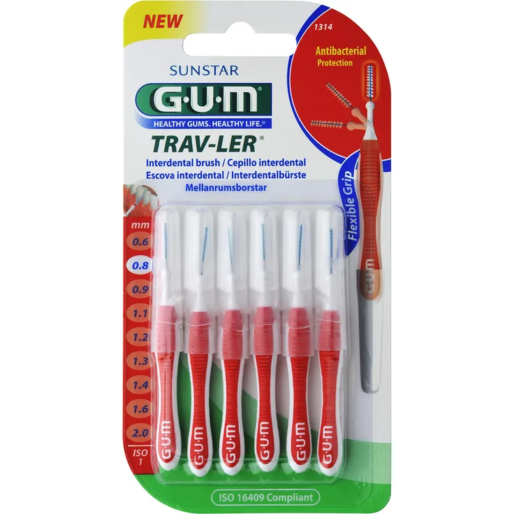 GUM Trav-ler Interdentalbürsten rot 0.8 mm, 6 Stück