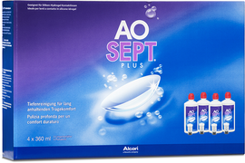 Alcon Aosept Plus 4 x 360 ml Peroxid-System für weiche & harte Kontaktlinsen, inkl. 4 Aufbewahrungsbehälter