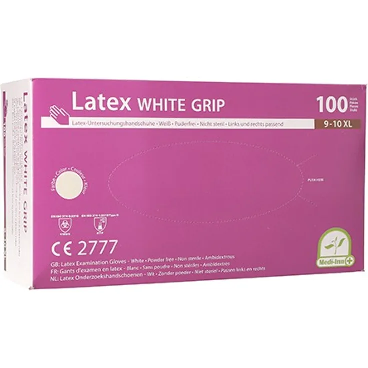 Medi-Inn 100 Handschuhe, Latex puderfrei White Grip natur Größe XL