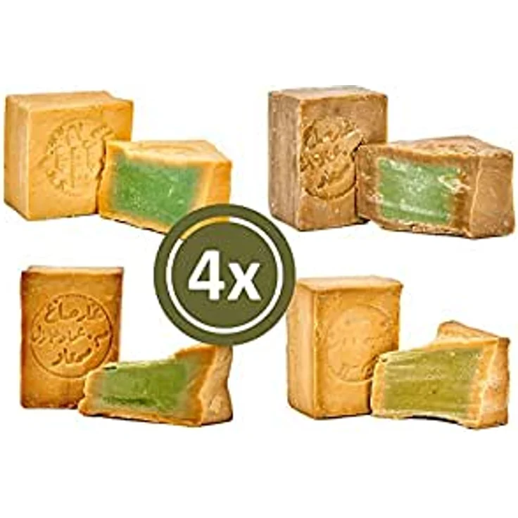 Carenesse original Aleppo Seifen SIEGER Paket 4 x 200 g. Ausgezeichnete TOP Platzierungen mit Lorbeerölanteilen 5% 15% 20% 40% Olivenölseife Haarseife Naturseife Duschseife Traditionelle Handarbeit – Bild 1