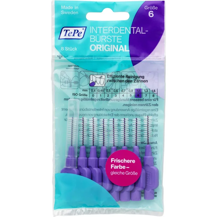 TePe Interdentalbürste - Für eine einfache und gründliche Reinigung der Zahnzwischenräume 1 x 8 Interdental Bürsten Interdentalbürsten lila