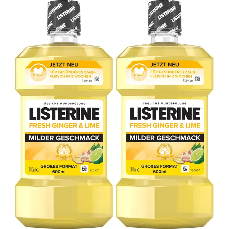 Listerine FRESH GINGER & LIME milder Geschmack, Mundspülung mit natürlichem Ingwer- und Limettenextrakt. Hält das Zahnfleisch gesund, 600 ml