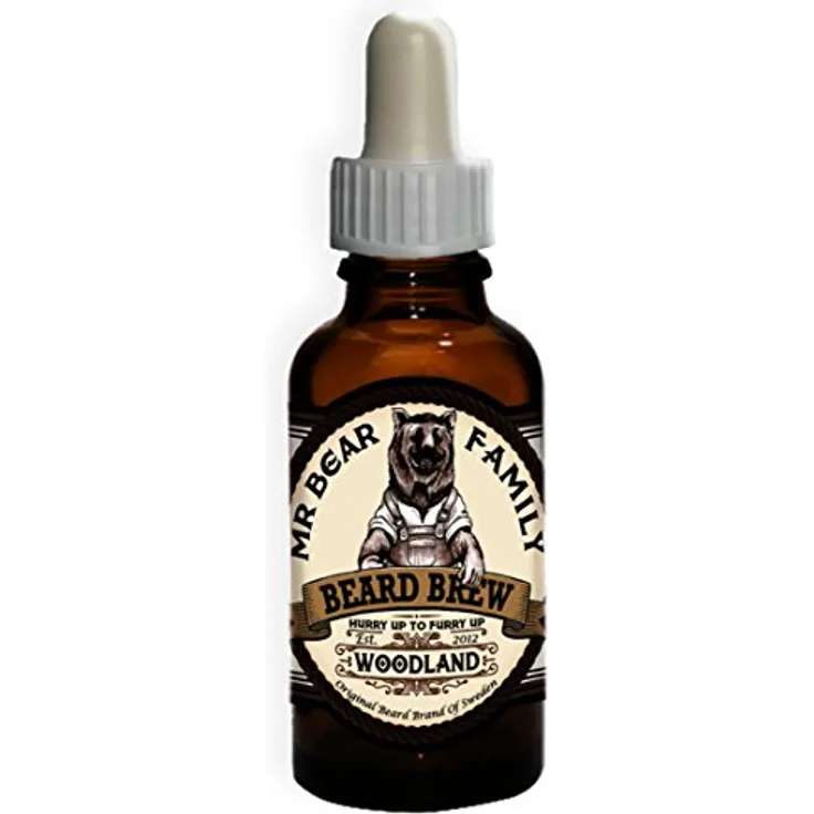Mr. Bear Family Bart Öl Woodland 30 ml, Reduziert Reizungen und Rötungen, Duft nach Pinienzapfen, Glasfläschchen mit Pipette