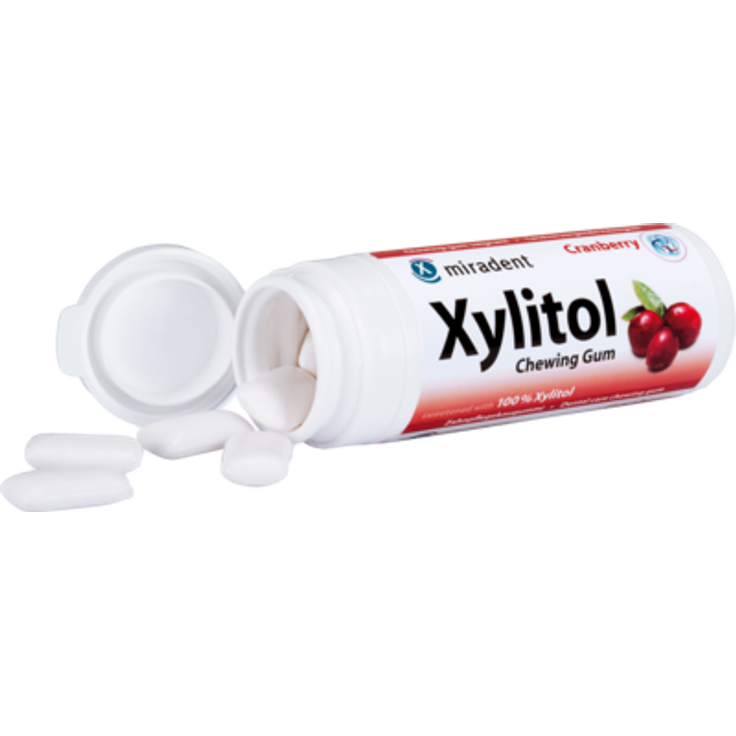 Miradent Xylitol Zahnpflegekaugummi Cranberry 30 Stück, für saubere & gesunde Zähne