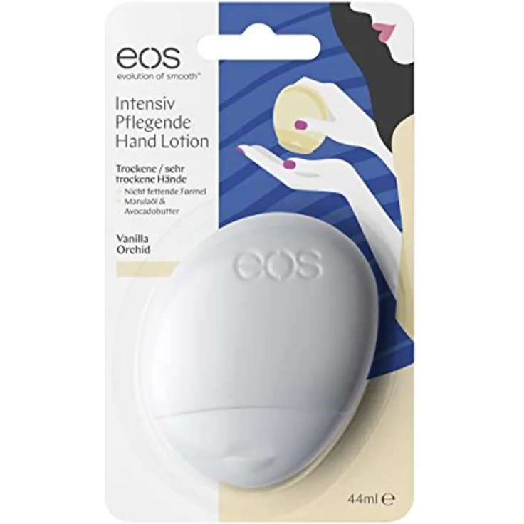 eos Hand-Lotion Vanilla Orchid Handcreme bei trockener Haut vegane Feuchtigkeitscreme Intensiv-Pflege für zarte Hände mit Marulaöl 44 ml