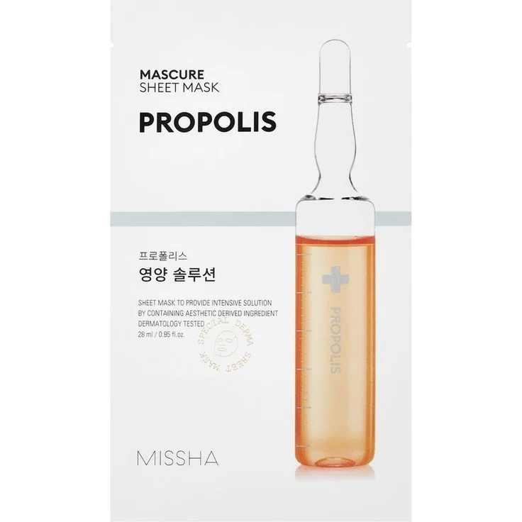 Missha Mascure Propolis Nutrition Solution Sheet Mask Gesichtsmaske, für Damen und Herren, – Bild 1