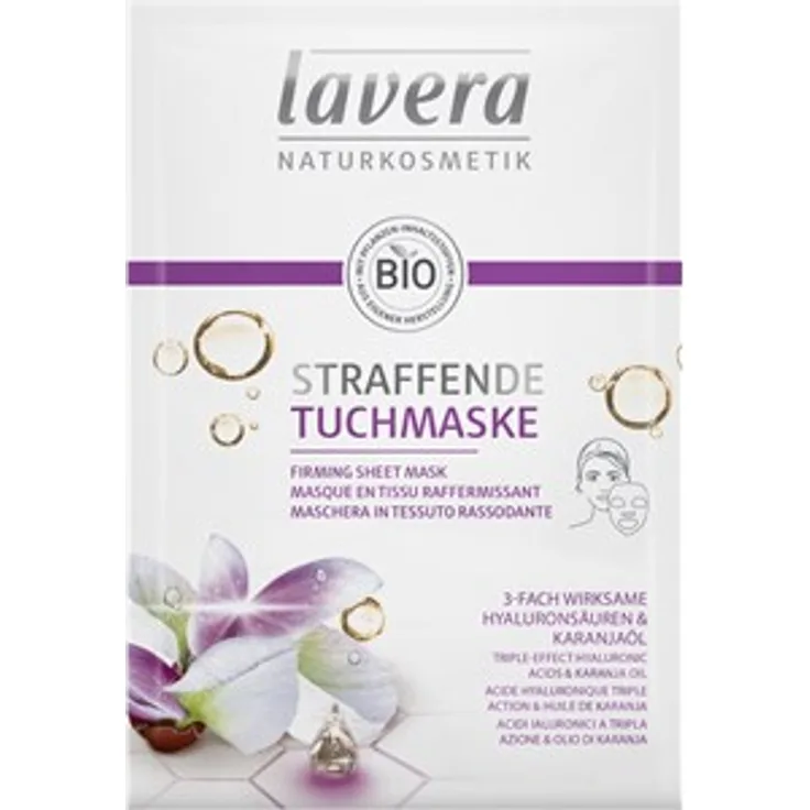 Lavera Gesichtspflege Faces Masken 3-fach wirksame Hyaluronsäuren & Karanjaöl Straffende Tuchmaske 21 ml