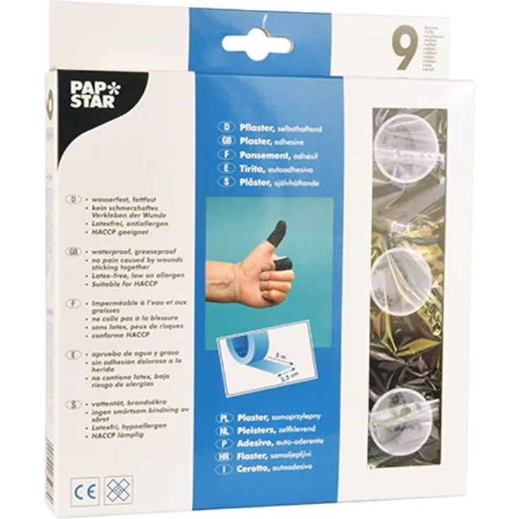 Papstar 9 Rollen Pflaster, selbsthaftend 5 m x 2,5 cm schwarz