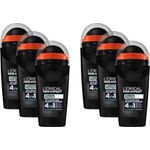L'Oréal Men Expert Deo Roll-On Carbon Protect 6er Vorratspack 4in1 Schutz beim Sport gegen Schweiß Geruch Bakterien und weiße Rückstände 6 x 50 ml
