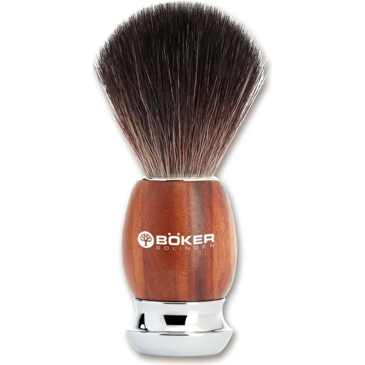 Böker Manufaktur Solingen Classic Pflaume Rasierpinsel mit Synthetikhaar Griff aus Pflaumenholz Rasierzubehör für Nassrasur