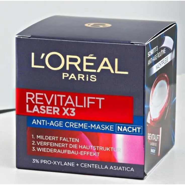 L'Oréal Paris Revitalift Laser X3 Anti-Aging Nacht Gesichtscreme Gesichtsfluid 50 ml mit hautverjüngernder Wirkung