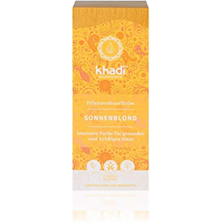 khadi Pflanzenhaarfarbe Sonnenblond 100g I Haarfarbe für warmes, sommerliches Blond I Naturhaarfarbe 100% pflanzlich