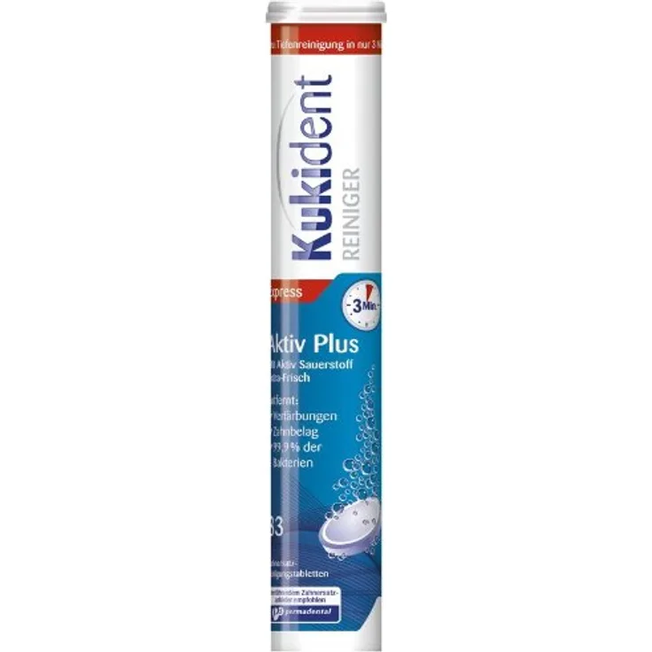 Kukident Aktiv Plus Zahnersatz-Reinigungstabletten 1 x 33 Stück Gebissreiniger