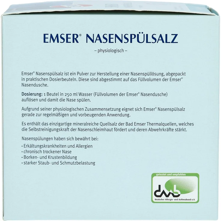 Emser Nasenspülsalz Physiologisch zur Vorbeugung von Erkältungskrankheiten und trockener Nase 100 x 2,5 g Beutel – Bild 3