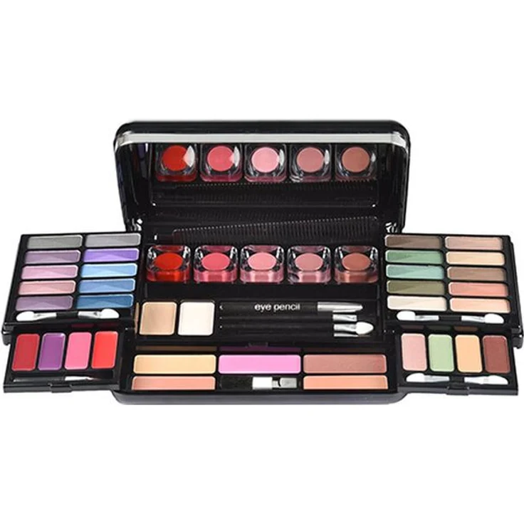 Schmink-Kassette Classic 51 teilig, mit Lidschatten, Rouge, Lipgloss, Puder, Kajal und Make-up Accessoires