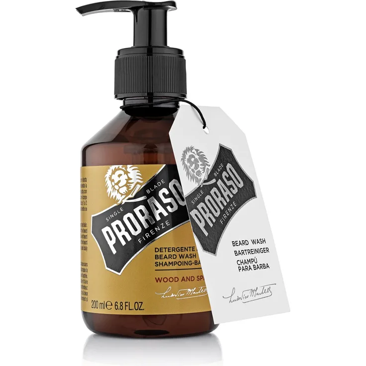Proraso Beard Wash Wood & Spice 200 ml, für alle Hauttypen, pflegend, reinigend