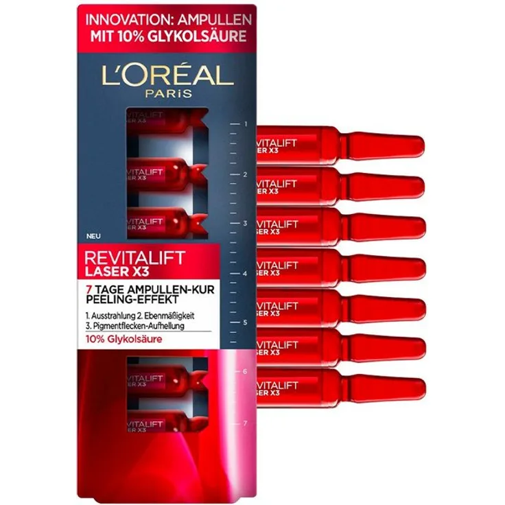 L'Oréal Gesichtsserum Revitalift Laser x 3, 7-Tage-Ampullen-Kur 9 ml, mit pflegender Wirkung 