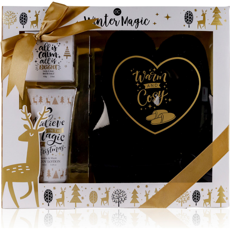 Accentra GmbH WINTER MAGIC Fußpflegeset Hausschuhe mit Fußlotion 150 ml
