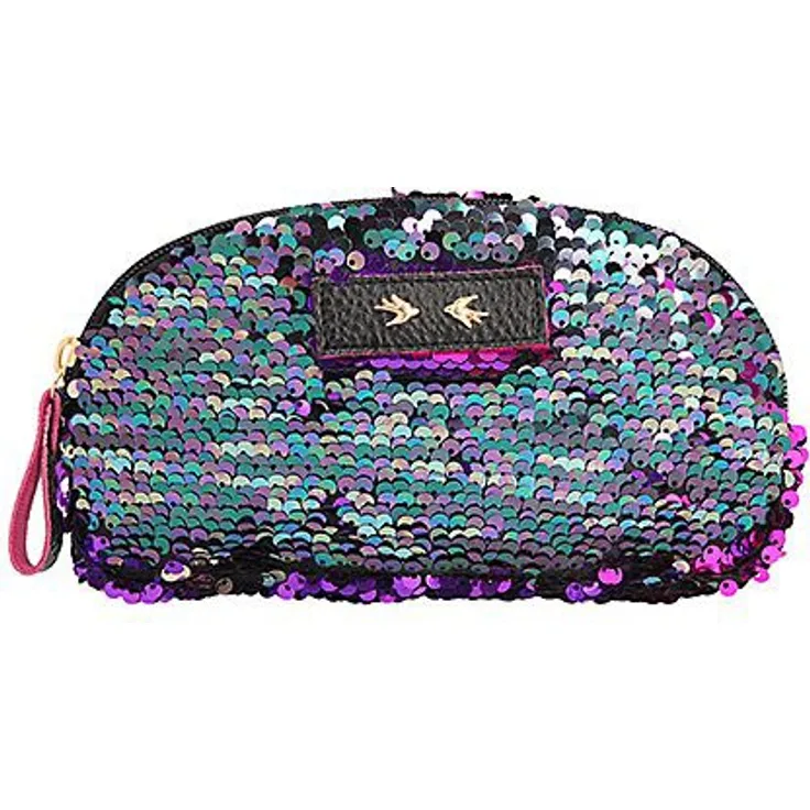 Depesche 10397 - Kosmetiktasche mit Pailletten Trend Love, schwarz