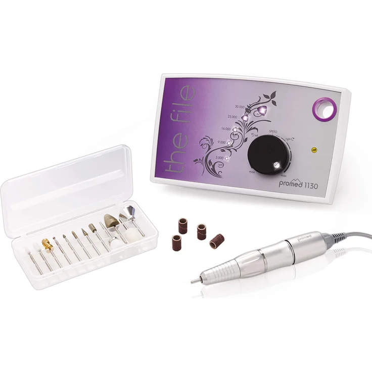 Promed the file 1130 elektrische Nagelfeile, Professioneller Nagelfräser inkl.18-teiligem Profizubehör für Nailart/Nageldesign, elektrisches Nagelfräser-Set für Maniküre/Pediküre, 30000 U/min