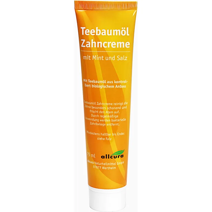 Allcura Teebaumöl Zahncreme 75 ml, mit Mint und Salz, reinigt die Zähne besonders schonend