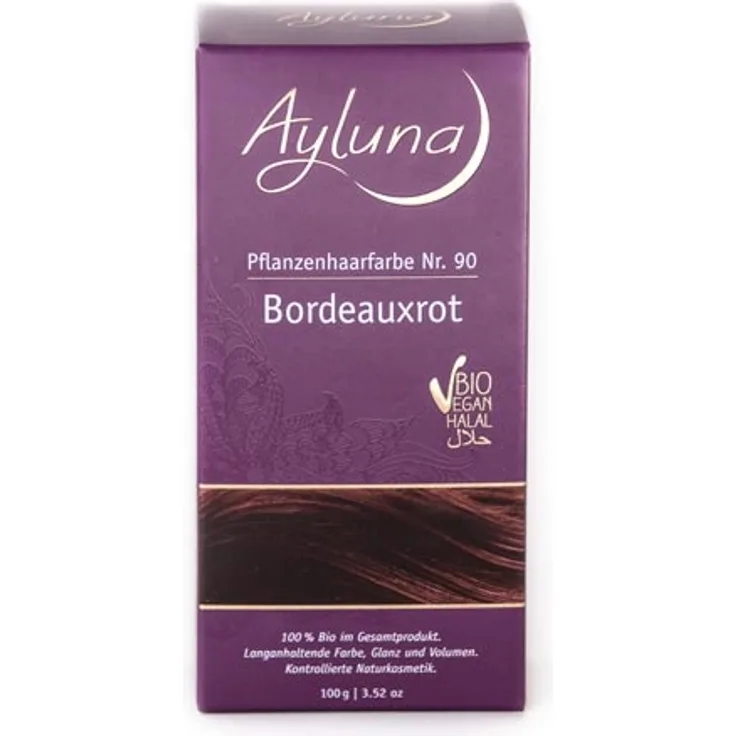Ayluna Pflanzenhaarfarbe Nr.90 Bordeauxrot 100g