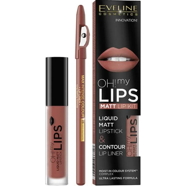 Eveline Oh My Lips Flüssiger Lippenstift + Lipliner 01