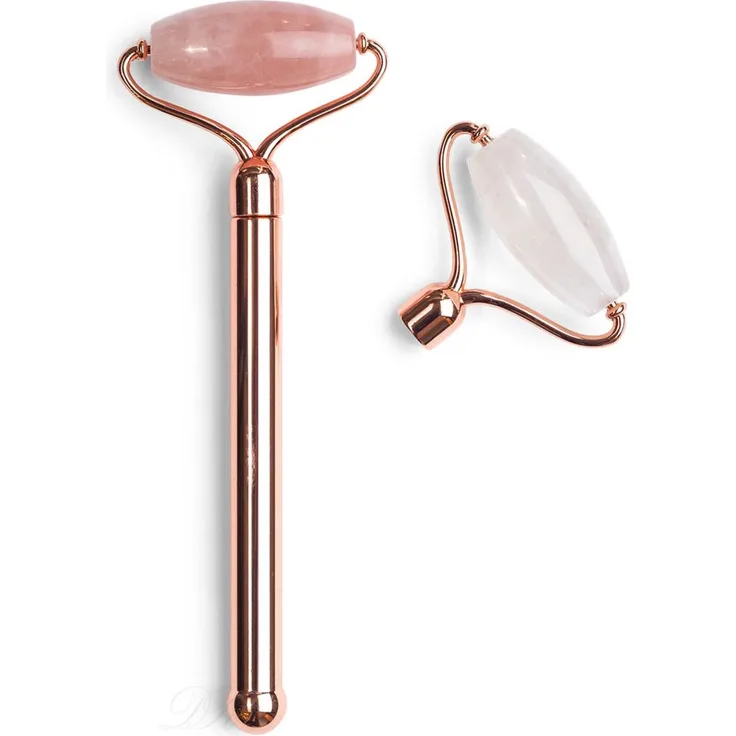 zoeayla Precious Stone Rose and Clear Quartz Gesicht Roll-On 2 Stück für Massagen gegen Spannungen und Stress, gegen feine Linien und Fältchen