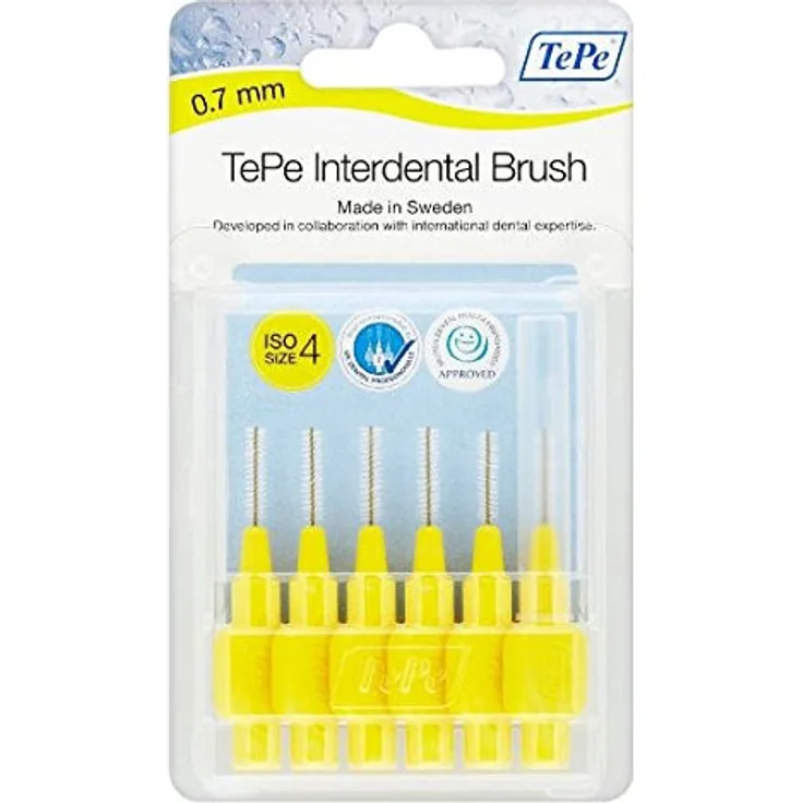 TePe Blisterverpackung Interdentalbürsten gelb 0,7 mm Pack 6 3 Stück Interdentalbürsten