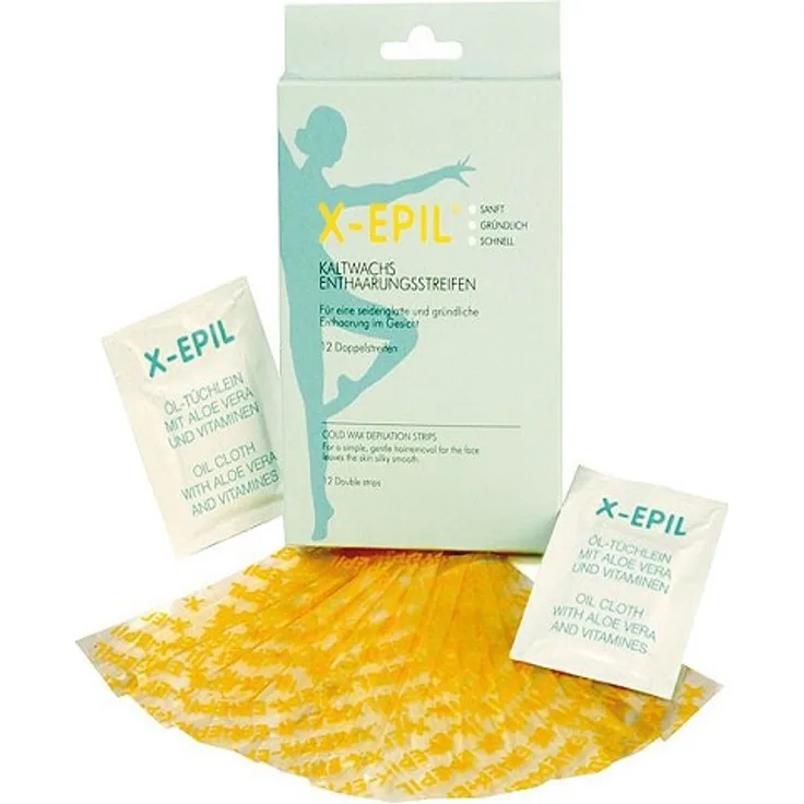 X-Epil Kaltwachsstreifen für das Gesicht 2 x 9 cm 12 Doppelwachsstreifen