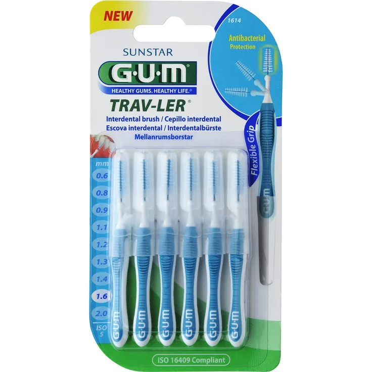 GUM Trav-ler Interdentalbürsten blau 1.6 mm 6 Stück Interdentalbürsten