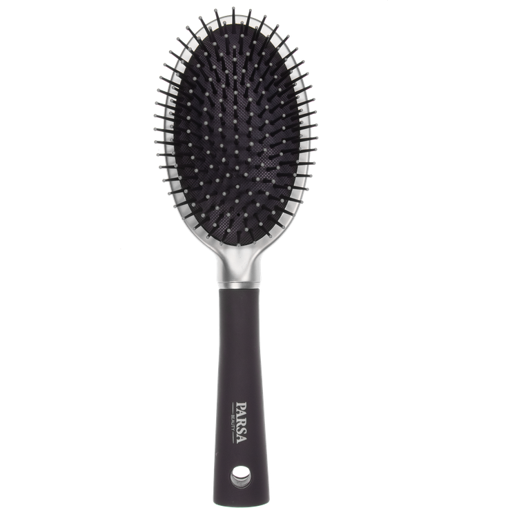 Parsa Beauty Haarbürste Trend Line Groß Oval Bürste Mit Kunststoffpins Silber