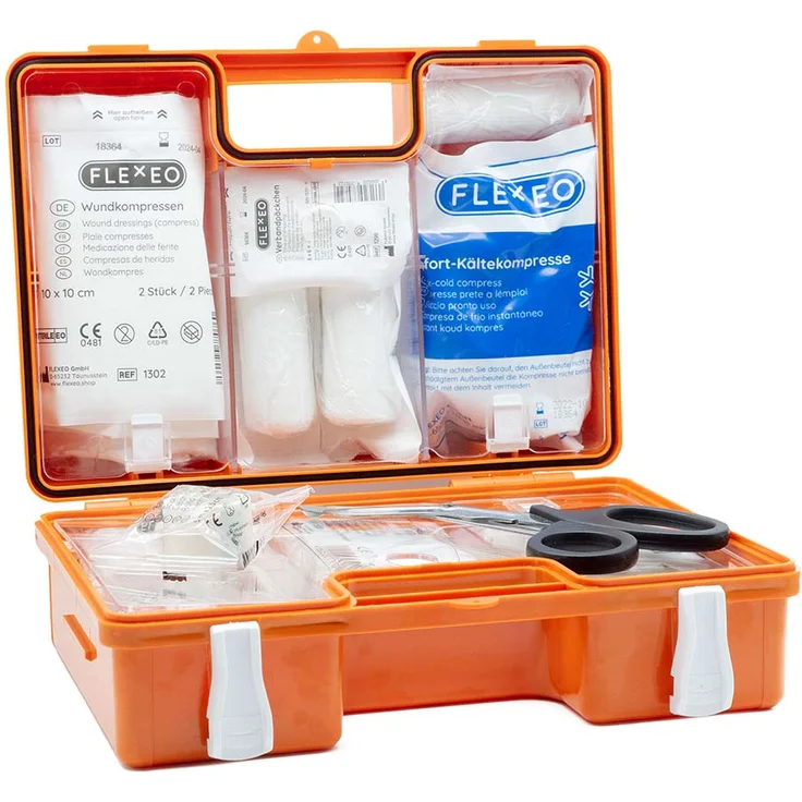 Flexeo Erste-Hilfe-Koffer DIN13157 orange inkl. Wandhalterung zur einfachen Montage – Bild 3