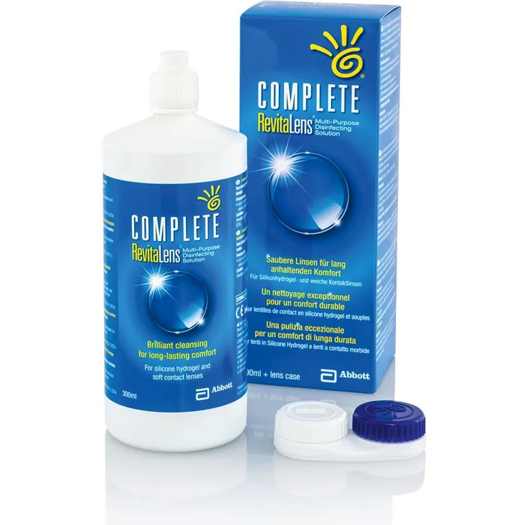 AMO Complete RevitaLens 300 ml All-in-One-Lösung für weiche Kontaktlinsen, inkl. Aufbewahrungsbehälter