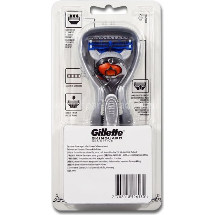 Gillette SkinGuard Sensitive Power Flexball Rasierer mit Feuchtigkeitsstreifen inkl. Batterie, 1 Rasierklinge – Bild 2