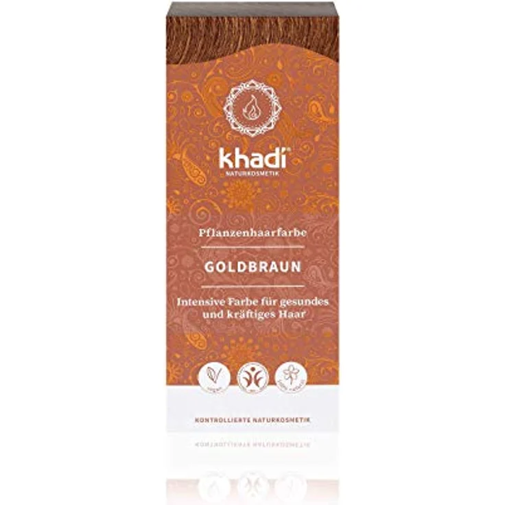 khadi Pflanzenhaarfarbe Goldbraun 100g I Haarfarbe für glänzendes und goldenes Braun I Naturhaarfarbe 100% pflanzlich – Bild 1