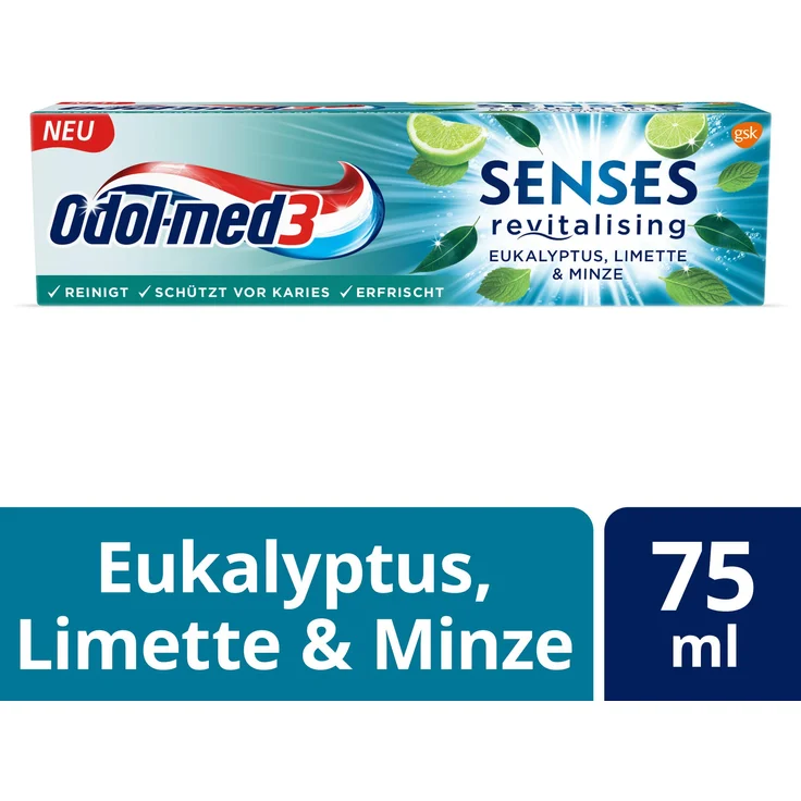 Odol-med3 SENSES revitalising Eukalyptus, Limette & Minze Zahnpasta, 1 Stk.