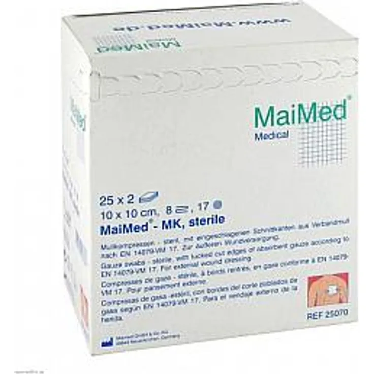 MaiMed Mullkompressen 10x10 cm steril 8fach, 50 Stück