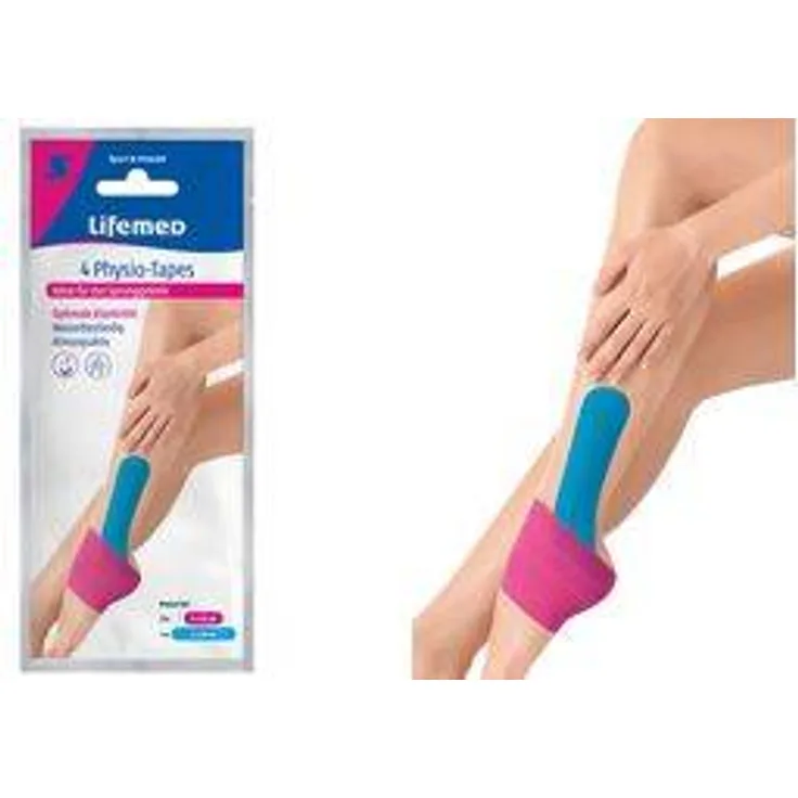 Lifemed Lifemed Physio-Tape Sprunggelenk, farbig sortiert, 3 x pink 50 x 150 mm und 1 x blau 50 x 300 mm 