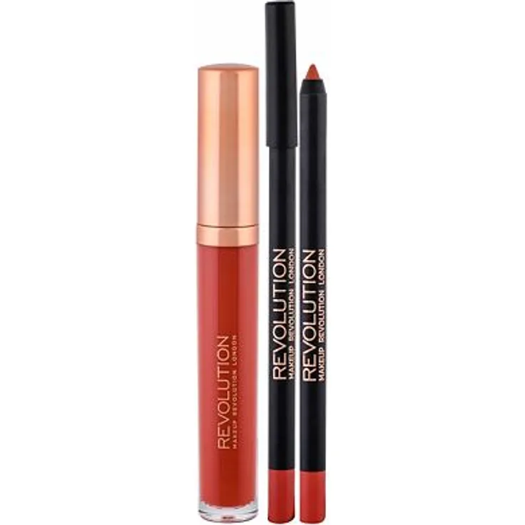 Makeup Revolution London Retro Luxe Matte Lip Kit Farbton Regal set Flüssig-Lippenstift 5,5 ml + Lippenkonturenstift 1 g