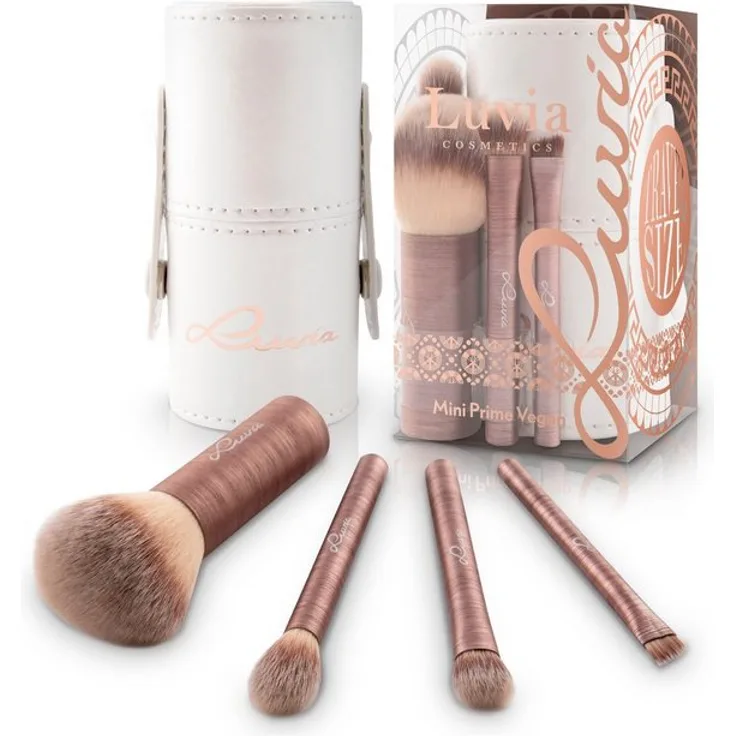 Luvia Cosmetics Kosmetikpinsel-Set Mini Prime Vegan, 4 tlg., in Reisegröße Make-up Accessoires Set, Dekorative Kosmetik Make-up Accessoires